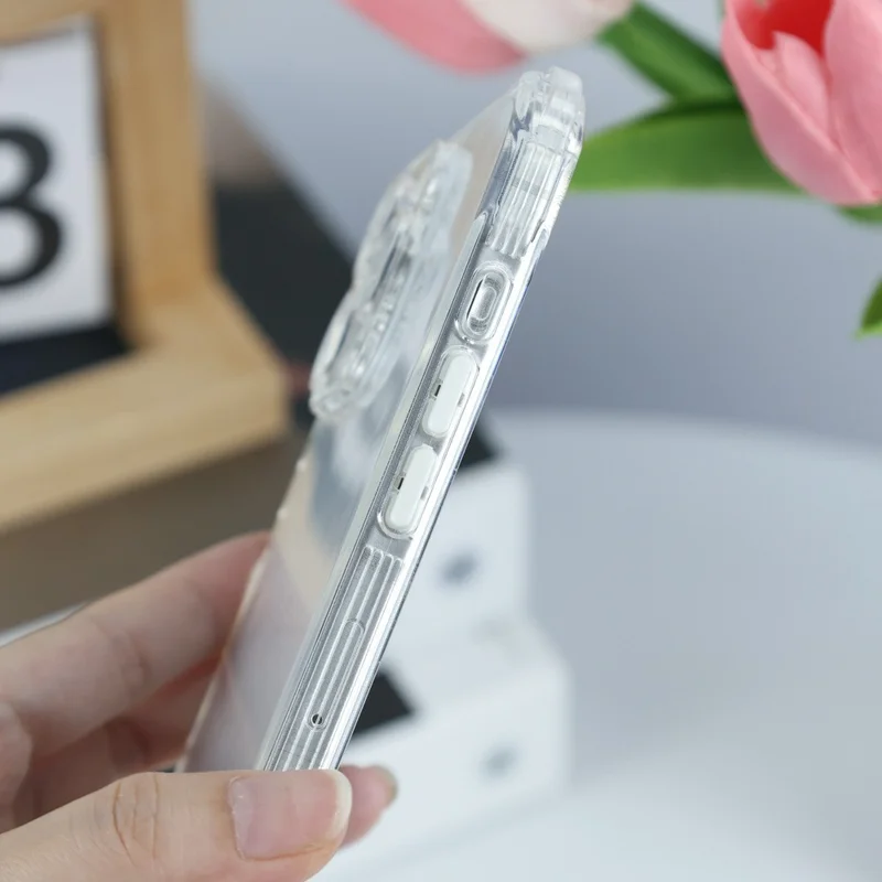 Acquisto all'ingrosso per iPhone 16 Pro Case Four Corner Anti Drop 1.5mm TPU Phone Back Cover - Bianco / Pulsante Bianco