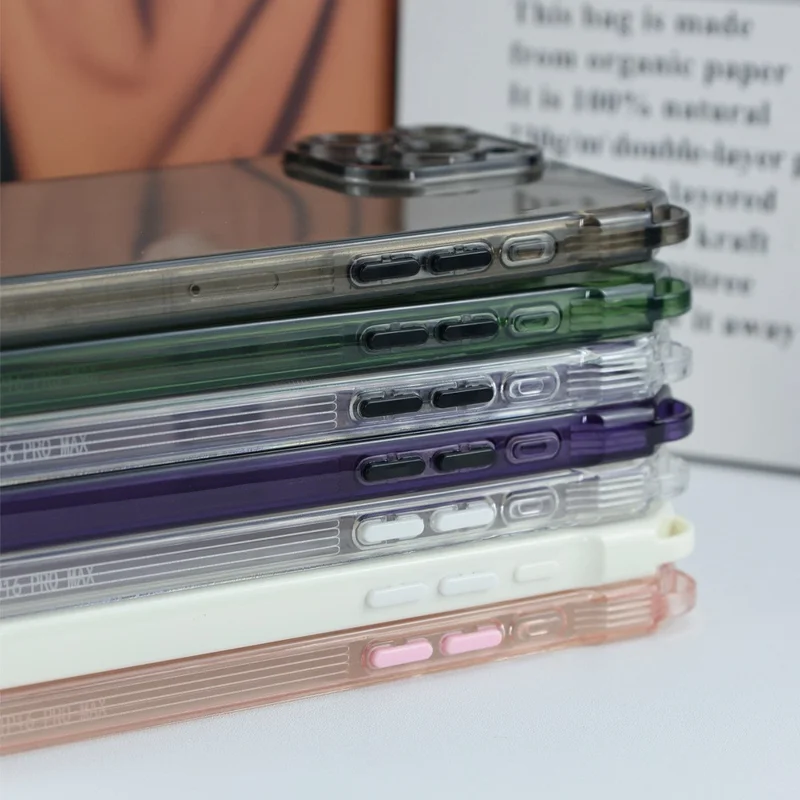 Acquisto all'ingrosso per iPhone 16 Pro Case Four Corner Anti Drop 1.5mm TPU Phone Back Cover - Bianco / Pulsante Bianco