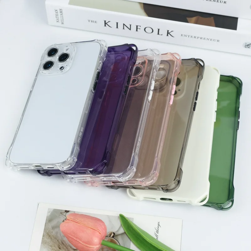 Acquisto all'ingrosso per iPhone 16 Pro Case Four Corner Anti Drop 1.5mm TPU Phone Back Cover - Bianco / Pulsante Bianco