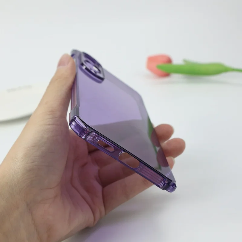 Bulk Purchasing For Samsung Galaxy S25 Edge Case Four Corner Anti Drop 1.5mm TPU Phone Back Cover - Transparent Purple