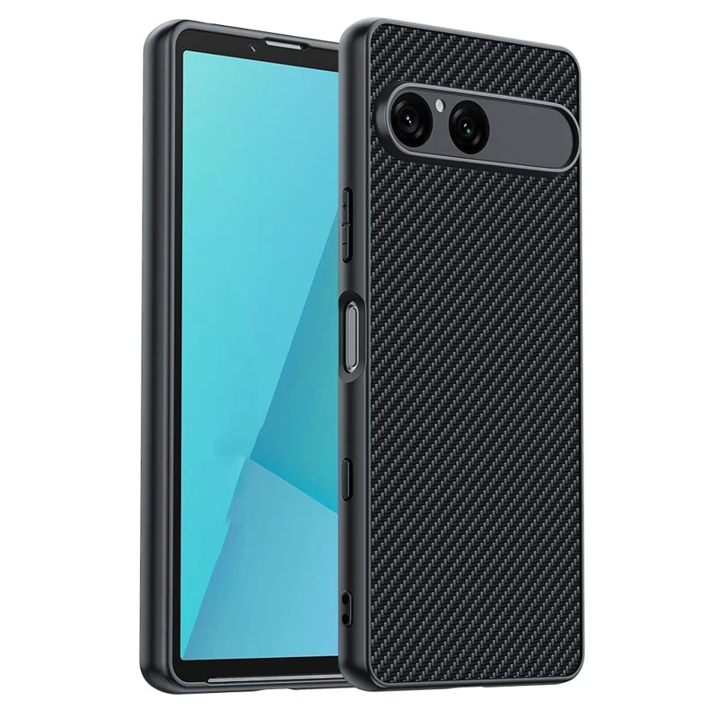 For Sony Xperia 10 VII Case Leather + PC Hard Phone Cover Carbon Fiber Texture - Carbon Fiber / Black