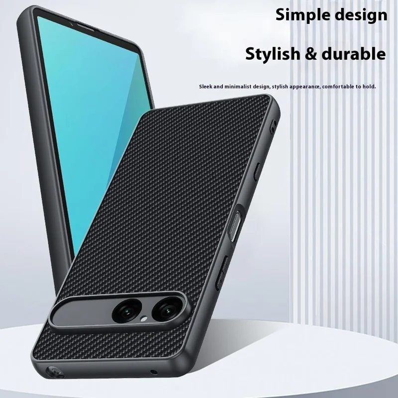 For Sony Xperia 10 VII Case Leather + PC Hard Phone Cover Carbon Fiber Texture - Carbon Fiber / Black
