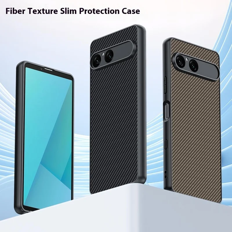 For Sony Xperia 10 VII Case Leather + PC Hard Phone Cover Carbon Fiber Texture - Carbon Fiber / Black
