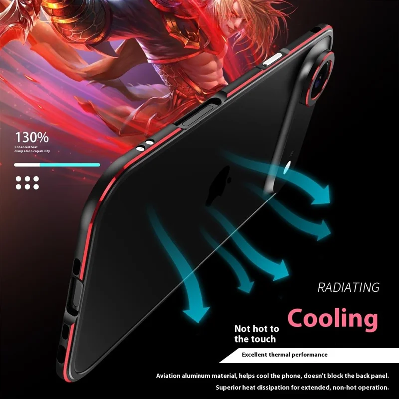 Чехол-бампер для iPhone Air с защитой объектива, без задней крышки, черный / красный