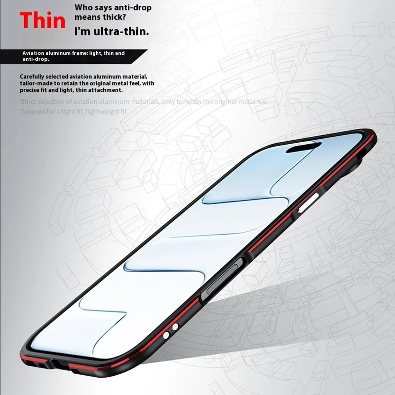 Чехол-бампер для iPhone Air с защитой объектива, без задней крышки, черный / красный