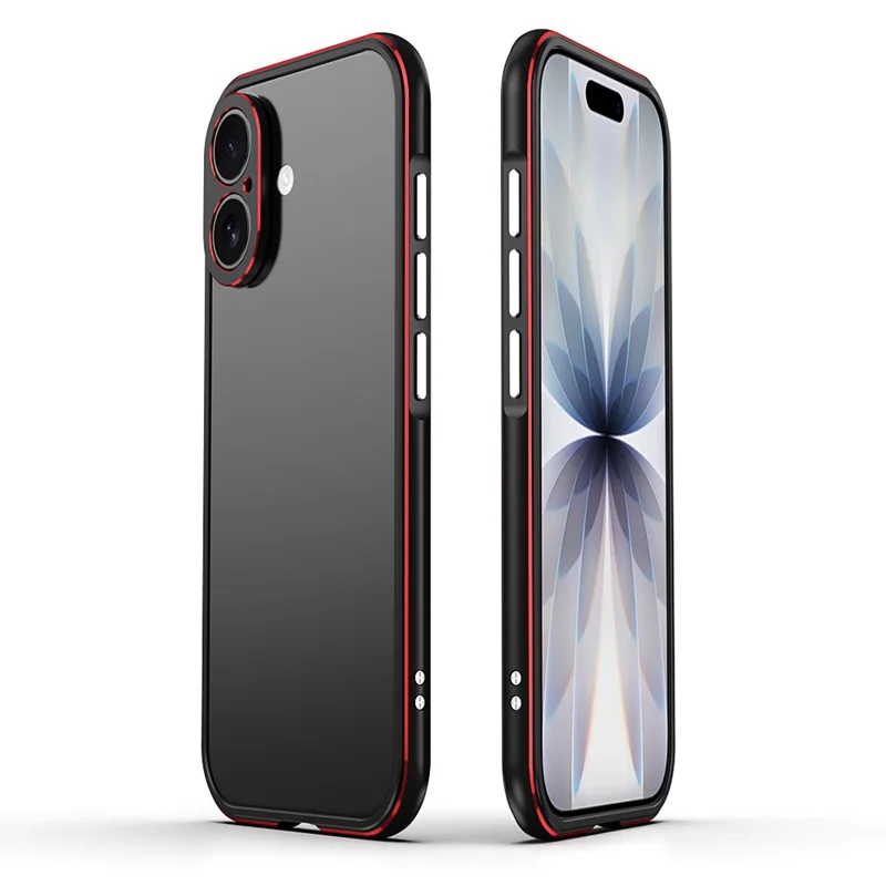 For iPhone 17 Bumper Case No-Back Phone Frame Cover with Lens Protection - Black / Red
