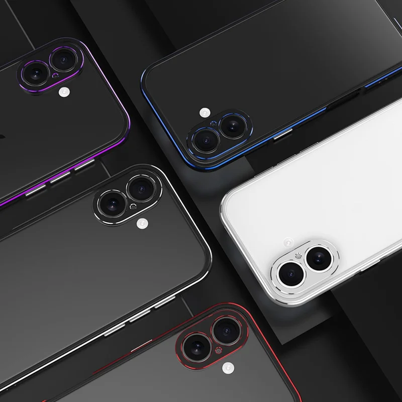 For iPhone 17 Bumper Case No-Back Phone Frame Cover with Lens Protection - Black / Red