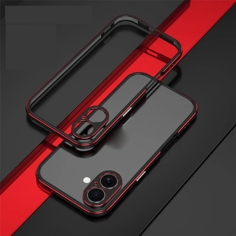 For iPhone 17 Bumper Case No-Back Phone Frame Cover with Lens Protection - Black / Red