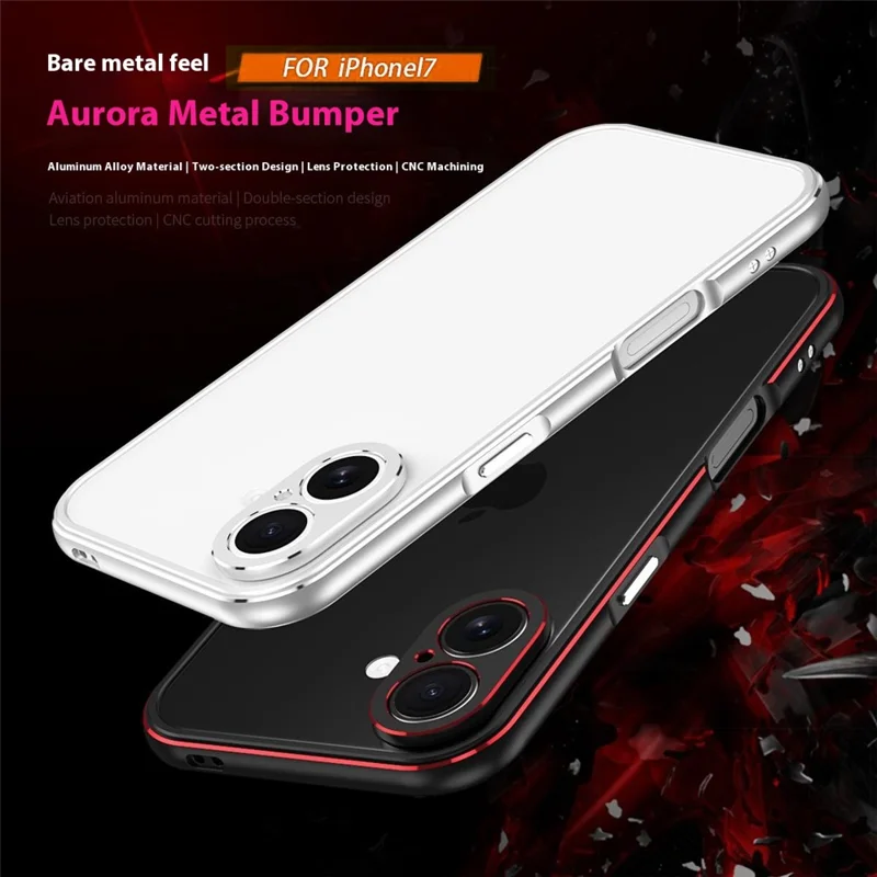 For iPhone 17 Bumper Case No-Back Phone Frame Cover with Lens Protection - Black / Red