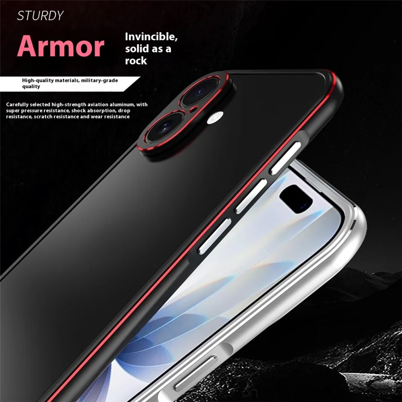 For iPhone 17 Bumper Case No-Back Phone Frame Cover with Lens Protection - Black / Red