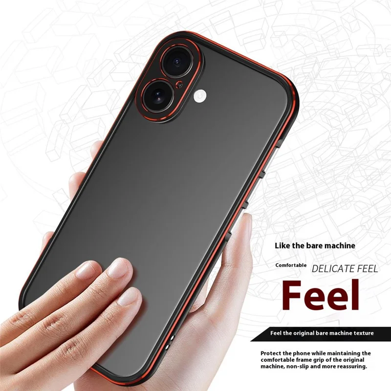 For iPhone 17 Bumper Case No-Back Phone Frame Cover with Lens Protection - Black / Red