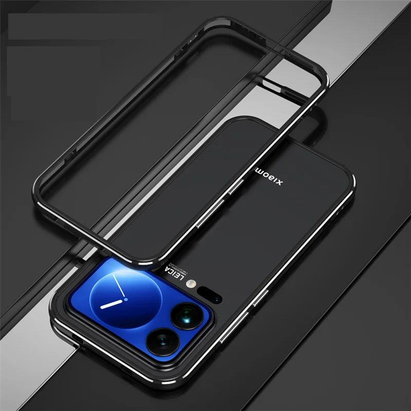 For Xiaomi 17 Pro Bumper Case Lens Protector Dual Color Metal Frame Phone Cover with Screw Lock - Black / Silver