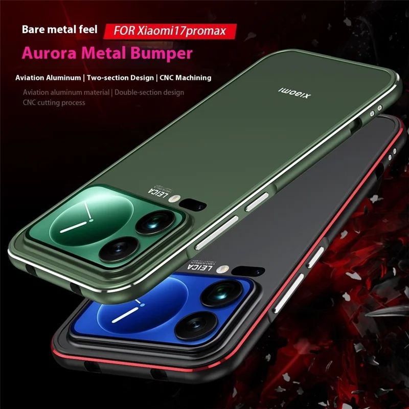 For Xiaomi 17 Pro Bumper Case Lens Protector Dual Color Metal Frame Phone Cover with Screw Lock - Black / Silver