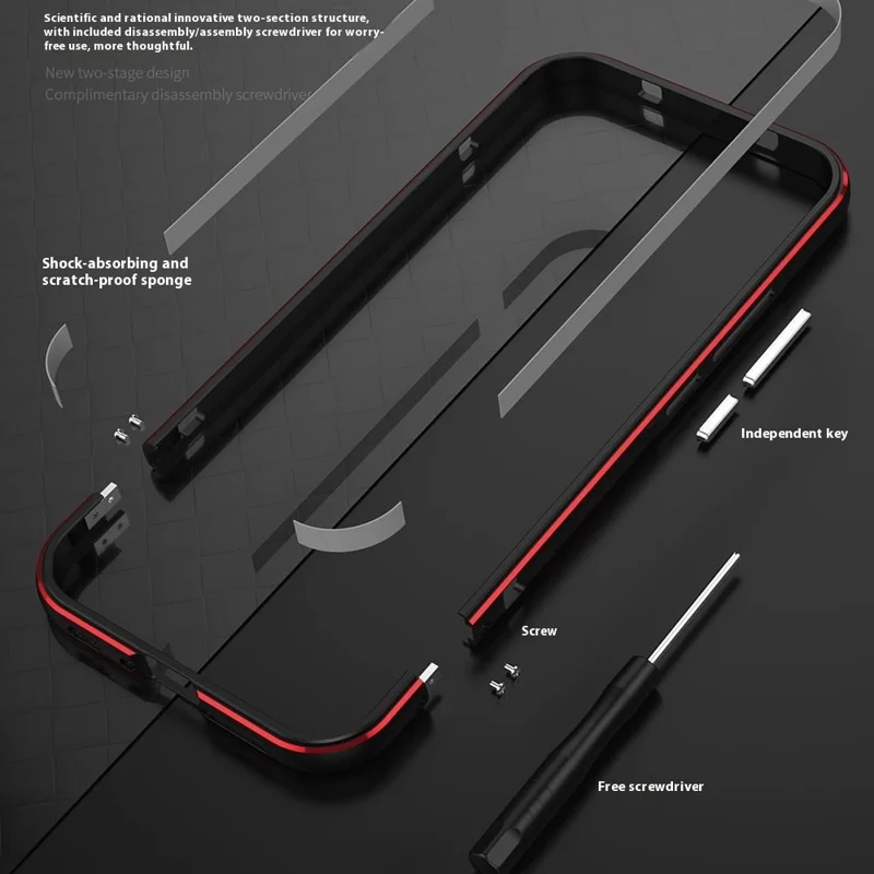 For Xiaomi 17 Pro Bumper Case Lens Protector Dual Color Metal Frame Phone Cover with Screw Lock - Black / Silver
