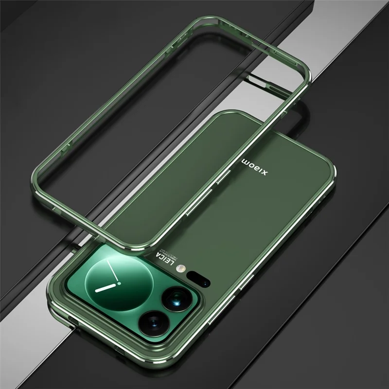 For Xiaomi 17 Pro Max Bumper Case Lens Protector Dual Color Metal Frame Phone Cover with Screw Lock - Green / Silver