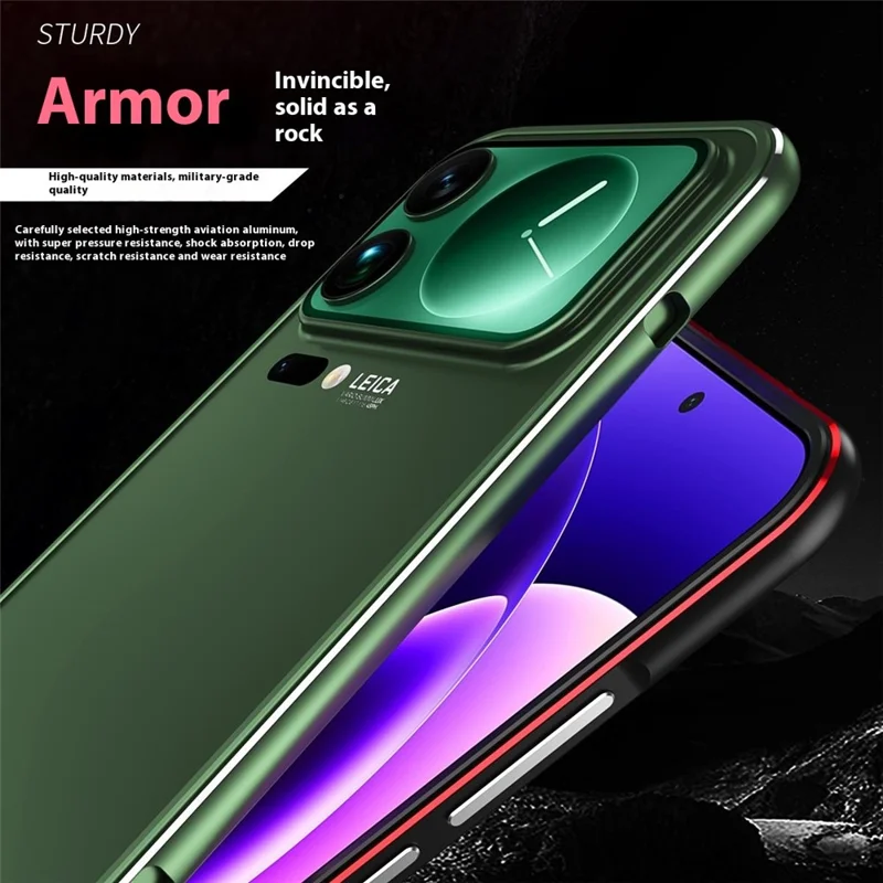 For Xiaomi 17 Pro Max Bumper Case Lens Protector Dual Color Metal Frame Phone Cover with Screw Lock - Green / Silver
