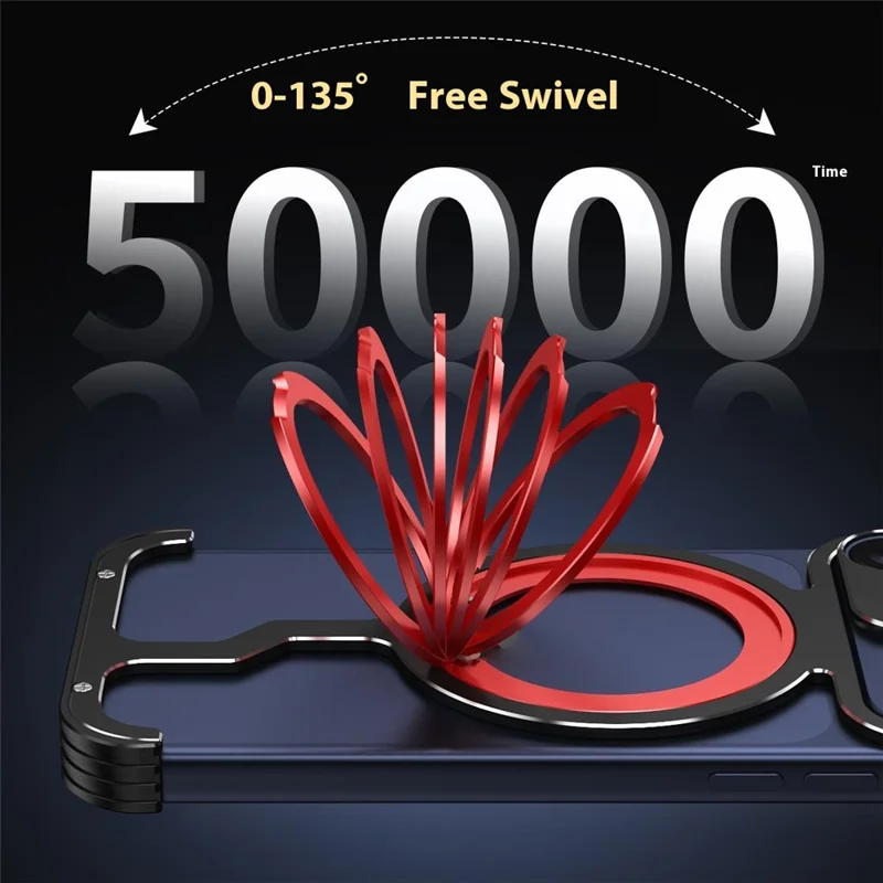 For iPhone 17 Pro Metal Case Rotating Kickstand Heat Dissipation Frameless Phone Bumper Cover with Lens Protector - Orange / Black