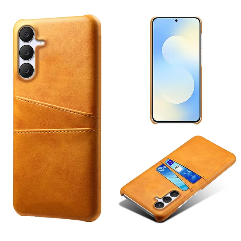 Samsung Galaxy S25 FE Hülle Dual-Kartensteckplätze PU-Leder + Hartplastik-Handyhülle - Orange