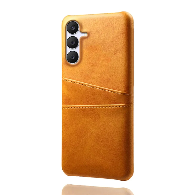 Samsung Galaxy S25 FE Hülle Dual-Kartensteckplätze PU-Leder + Hartplastik-Handyhülle - Orange