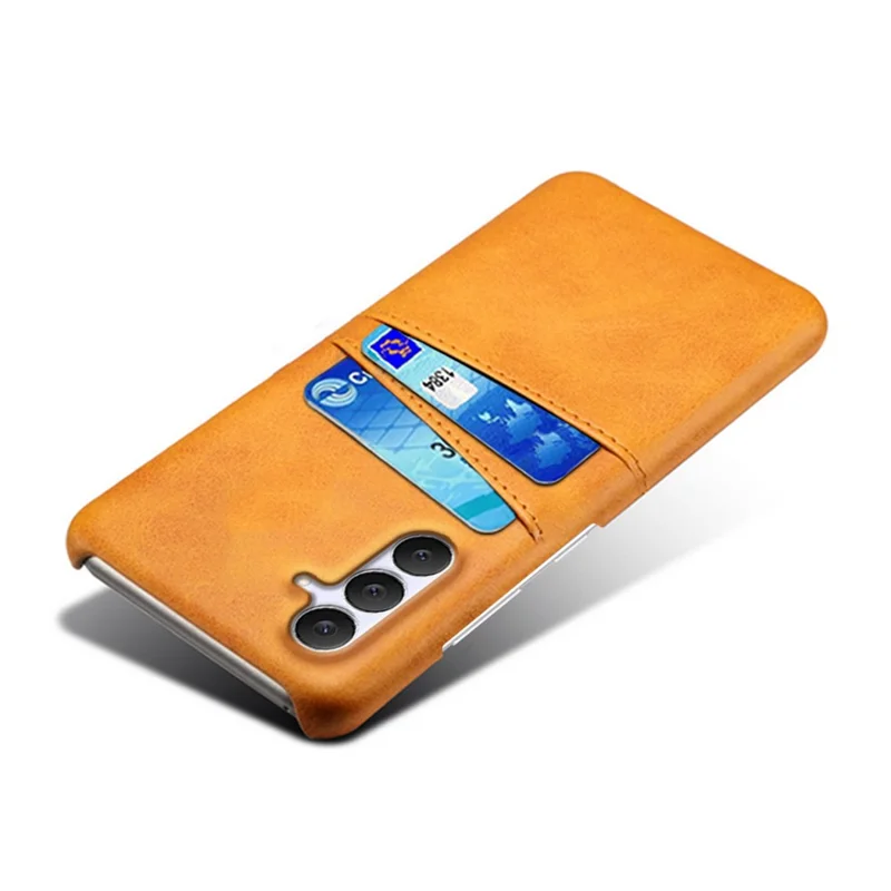 Samsung Galaxy S25 FE Hülle Dual-Kartensteckplätze PU-Leder + Hartplastik-Handyhülle - Orange