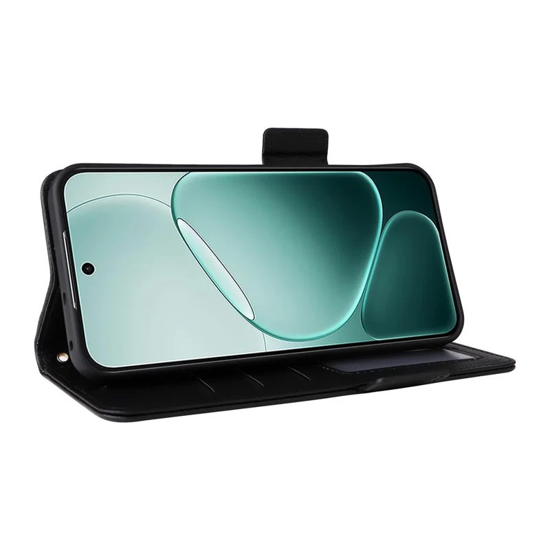 Leather Case for Oppo A6 Pro 4G / A6 Pro 5G / F31 5G Litchi Texture Wallet Phone Cover with Wrist Strap - Black