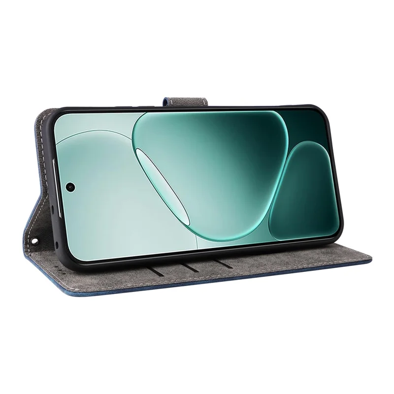 PU Leather Case for Oppo A6 Pro 4G / A6 Pro 5G / F31 5G Stand Wallet RFID Blocking Phone Cover with Strap - Blue