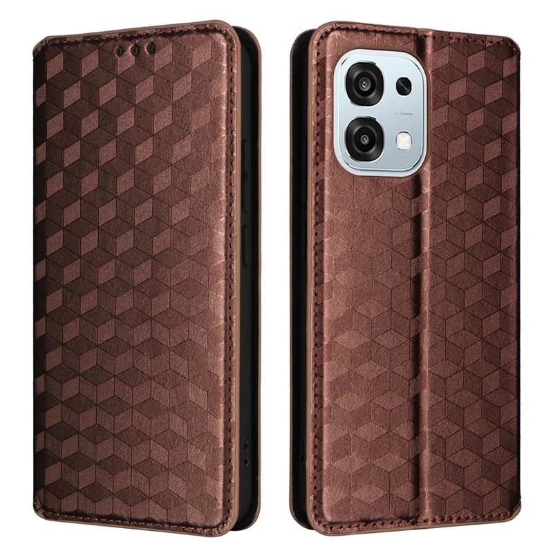 Læderetui til Oppo A6 Pro 4G / A6 Pro 5G / F31 5G Wallet med Rombepræget Telefonbeskyttelse - Brun