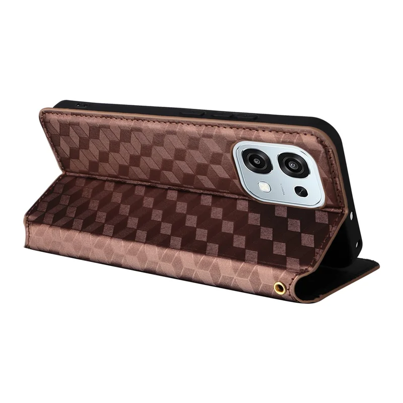 Læderetui til Oppo A6 Pro 4G / A6 Pro 5G / F31 5G Wallet med Rombepræget Telefonbeskyttelse - Brun