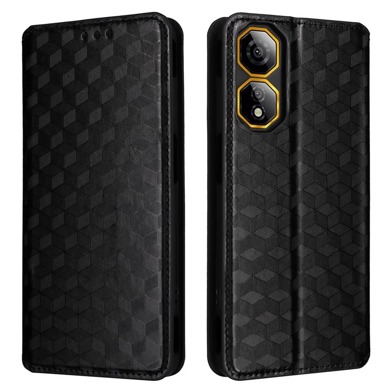 For ZTE nubia Neo 2 5G Case Wallet Rhombus Imprinted Leather Phone Cover - Black