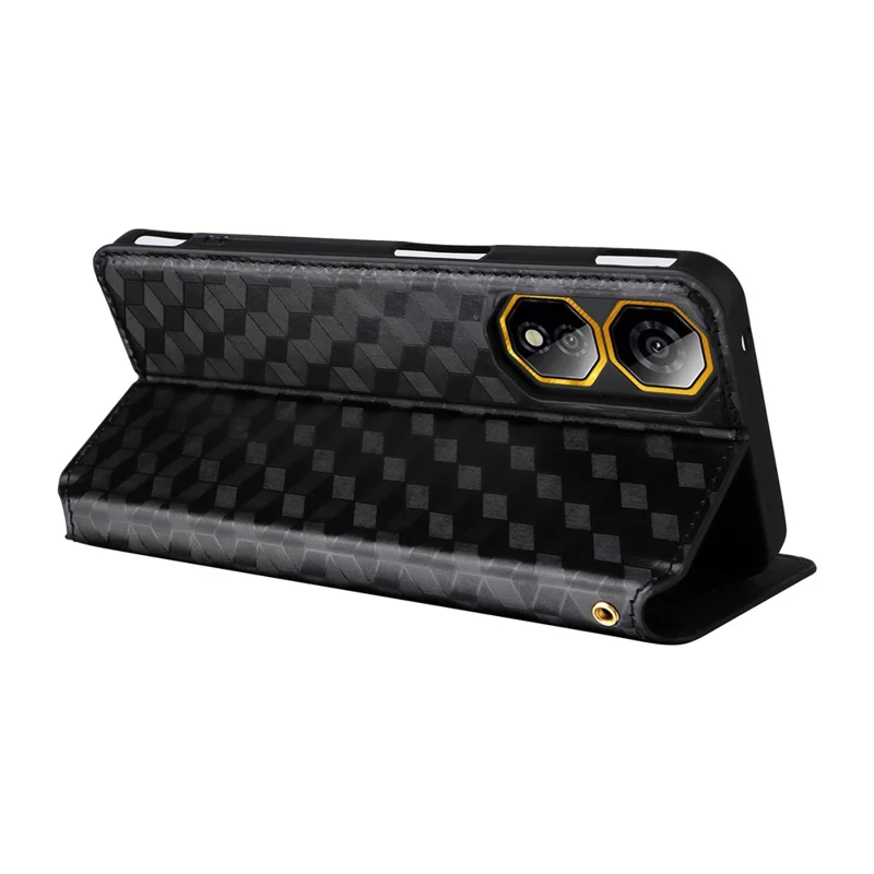 For ZTE nubia Neo 2 5G Case Wallet Rhombus Imprinted Leather Phone Cover - Black