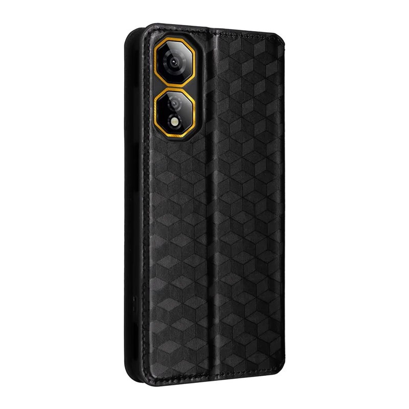 For ZTE nubia Neo 2 5G Case Wallet Rhombus Imprinted Leather Phone Cover - Black