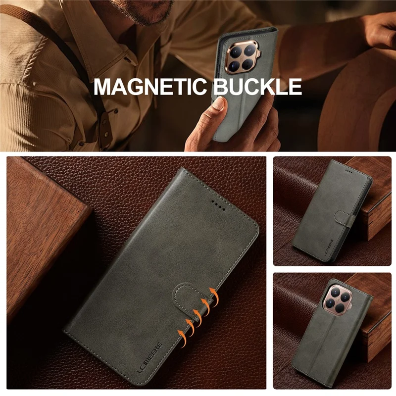 Funda LC.IMEEKE para Xiaomi 15T Pro, Textura de Cuero de Ternero, Soporte de Cartera, Cubierta de Teléfono - Gris