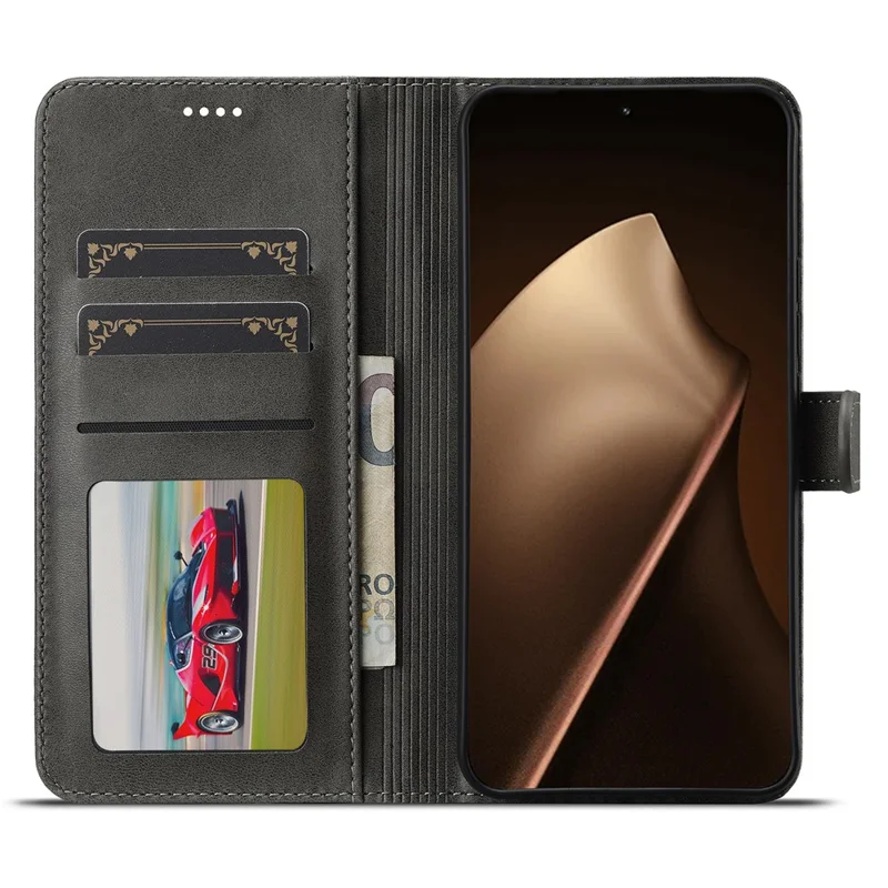 Funda LC.IMEEKE para Xiaomi 15T Pro, Textura de Cuero de Ternero, Soporte de Cartera, Cubierta de Teléfono - Gris