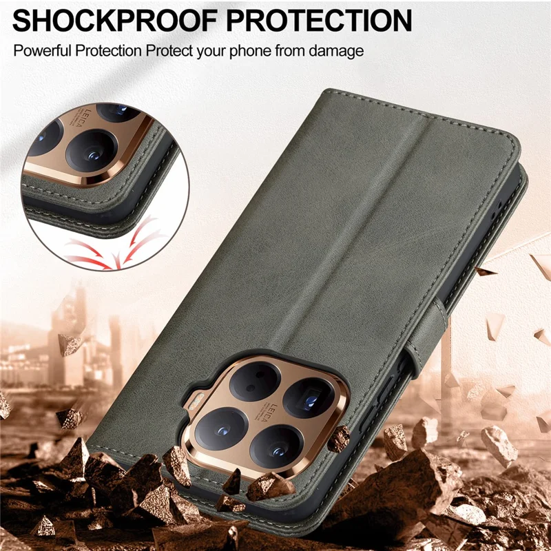 Funda LC.IMEEKE para Xiaomi 15T Pro, Textura de Cuero de Ternero, Soporte de Cartera, Cubierta de Teléfono - Gris