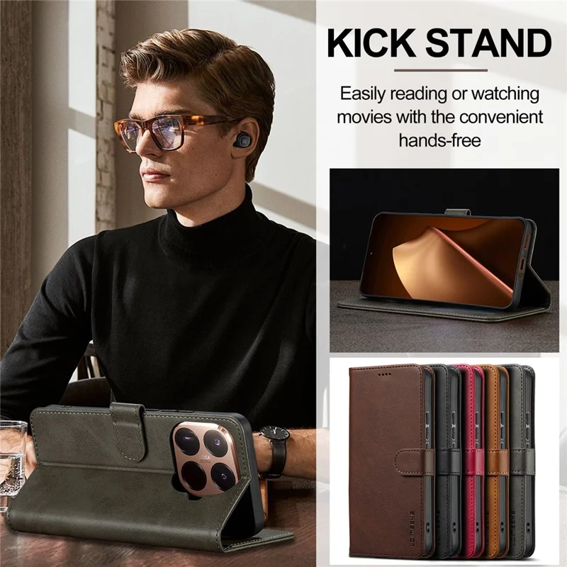 Funda LC.IMEEKE para Xiaomi 15T Pro, Textura de Cuero de Ternero, Soporte de Cartera, Cubierta de Teléfono - Gris