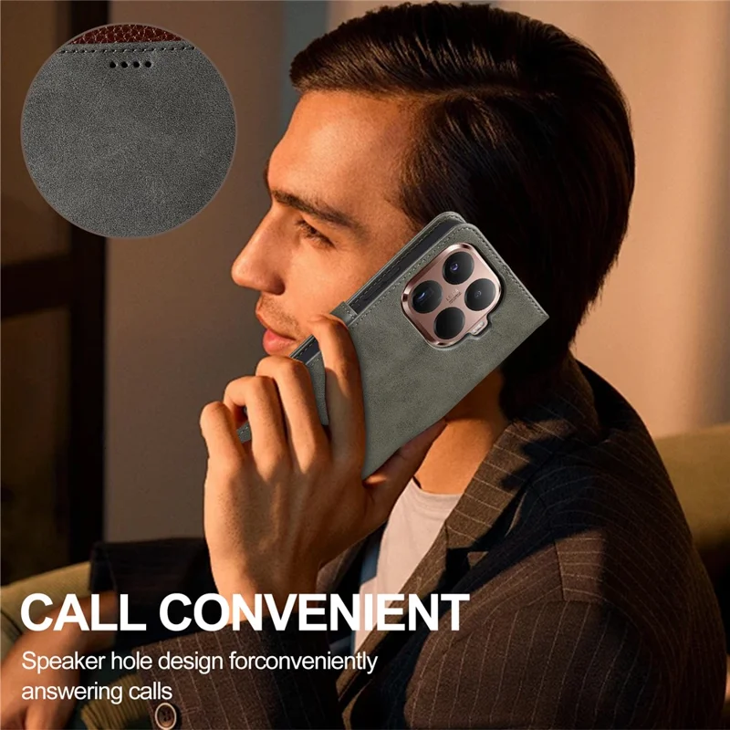 Funda LC.IMEEKE para Xiaomi 15T Pro, Textura de Cuero de Ternero, Soporte de Cartera, Cubierta de Teléfono - Gris