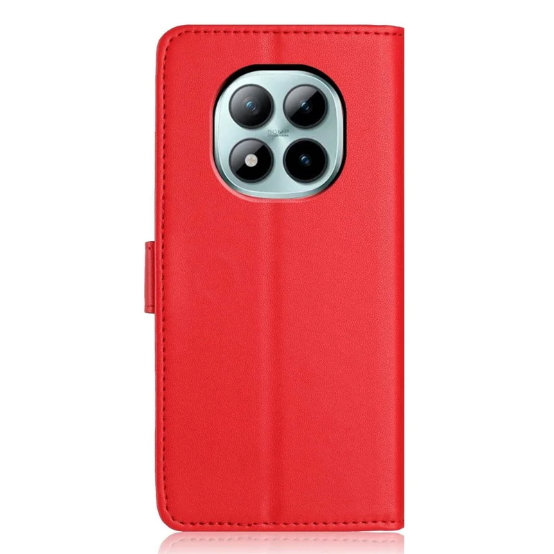 Til Xiaomi Redmi Note 15 Pro+ 5G tegnebogstaske med rem / flere kortfelter ensfarvet læder stående telefondæksel - rød