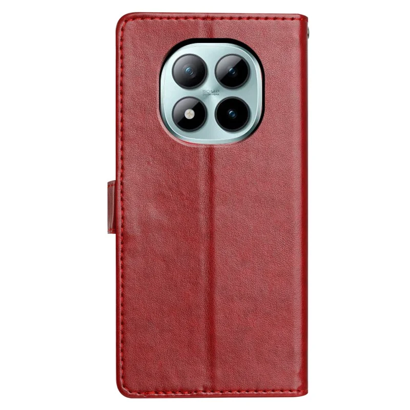 For Xiaomi Redmi Note 15 Pro+ 5G Læderet Taskase med Ståfunktion og Håndtagsrem - Rød