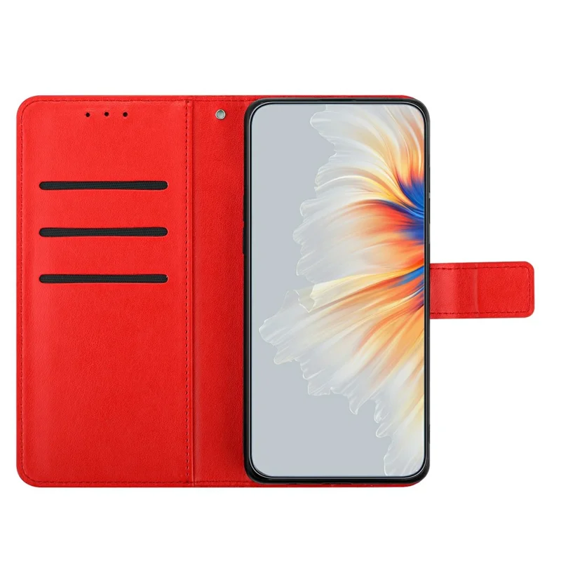 Futera skórzana na Xiaomi Redmi Note 15 Pro+ 5G z kieszeniami na karty, pokrowiec z wzorem mandali i podstawką - Czerwony
