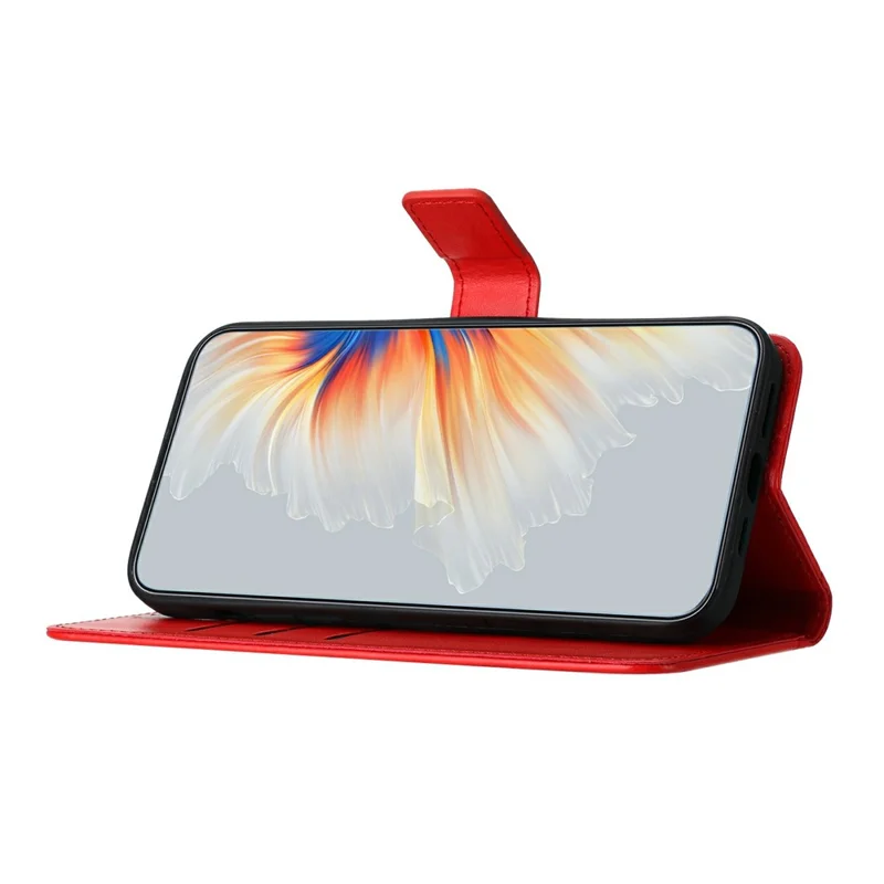 Futera skórzana na Xiaomi Redmi Note 15 Pro+ 5G z kieszeniami na karty, pokrowiec z wzorem mandali i podstawką - Czerwony