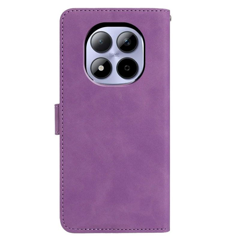 Voor Xiaomi Redmi Note 15 Pro 5G Hoesje Met Bloemen- en Vlinderprint PU Leren Portemonnee Stand Hoes - Paars