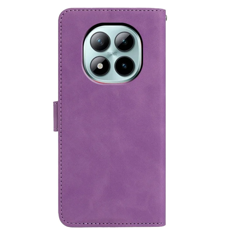 Capa para Xiaomi Redmi Note 15 Pro+ 5G - Flor de Borboleta Impressa em Couro PU Carteira com Suporte - Roxo