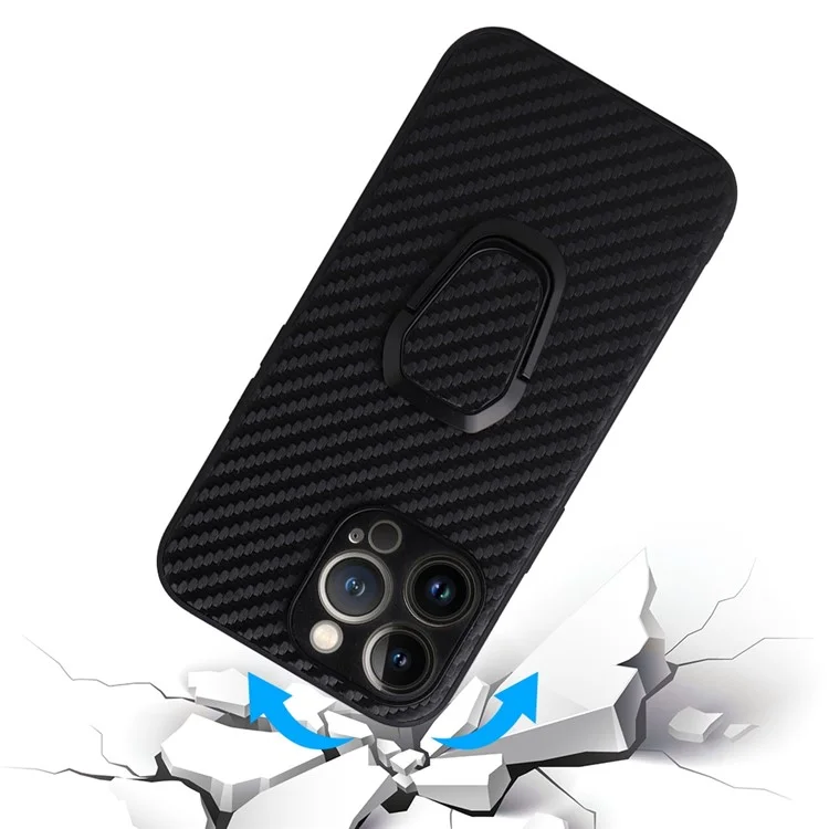 Для Iphone 14 Pro Anti-Scratch PU Кожаная Стенда Case Case Hard PC Внутренний Мягкий Soft TPU Bumper Shocker Shockper Protect Protect Protect - Текстура Углеродного Волокна