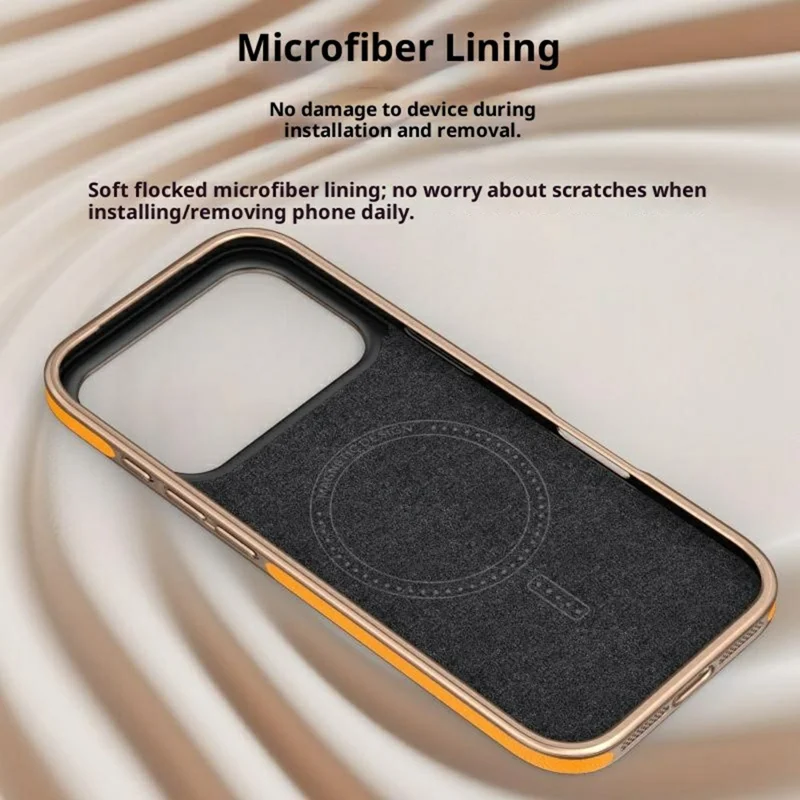 For iPhone Air Magnetic Case with Rotating Kickstand Leather + PC + TPU Electroplating Phone Cover - Orange