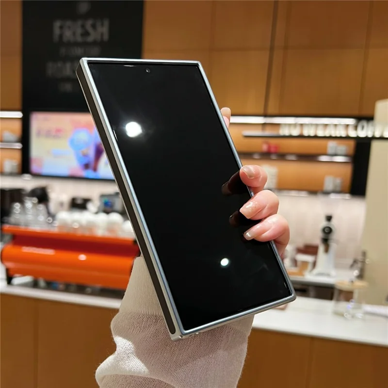 For Samsung Galaxy S25 Ultra Case with Hidden Kickstand Leather + PC + TPU Matte Electroplated Phone Cover - Black