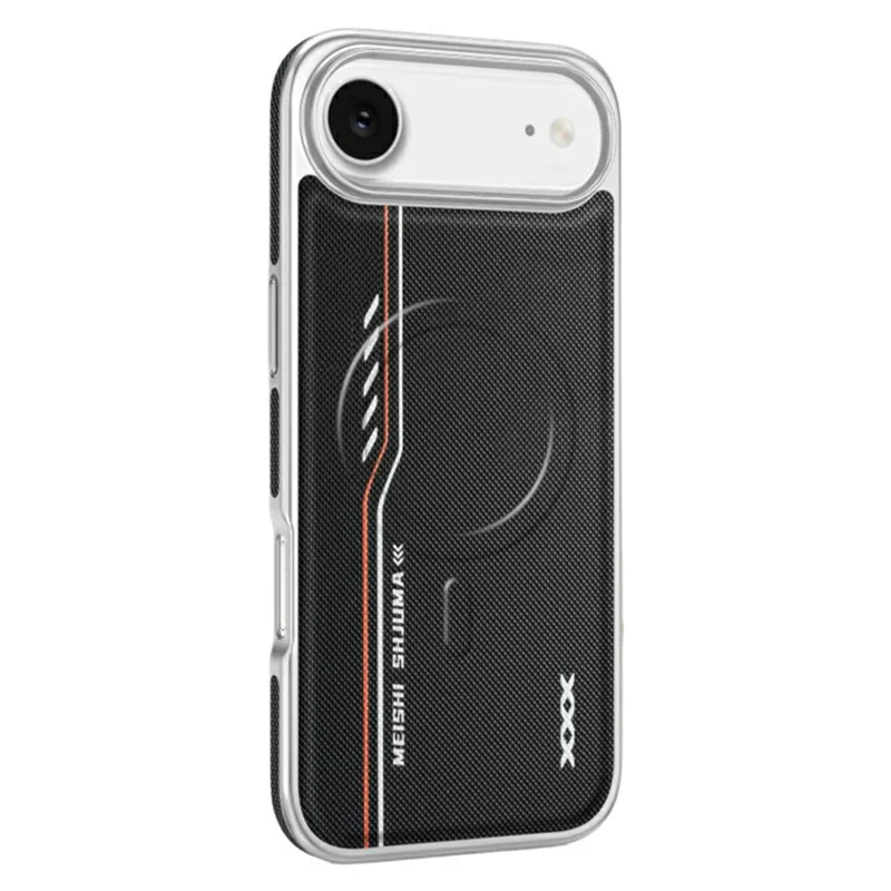 Funda para iPhone Air Compatible con MagSafe Línea Impresión Textura Diamante Cuero PU Cubierta Trasera del Teléfono - Negro