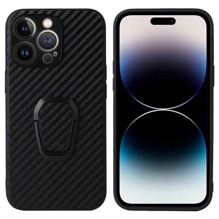 Pour Iphone 14 Pro Max PU en Cuir en Cuir pc + Tpu Hybride Hybride Kickstand Tocoping Phone Telepy - Texture en Fibre de Carbone