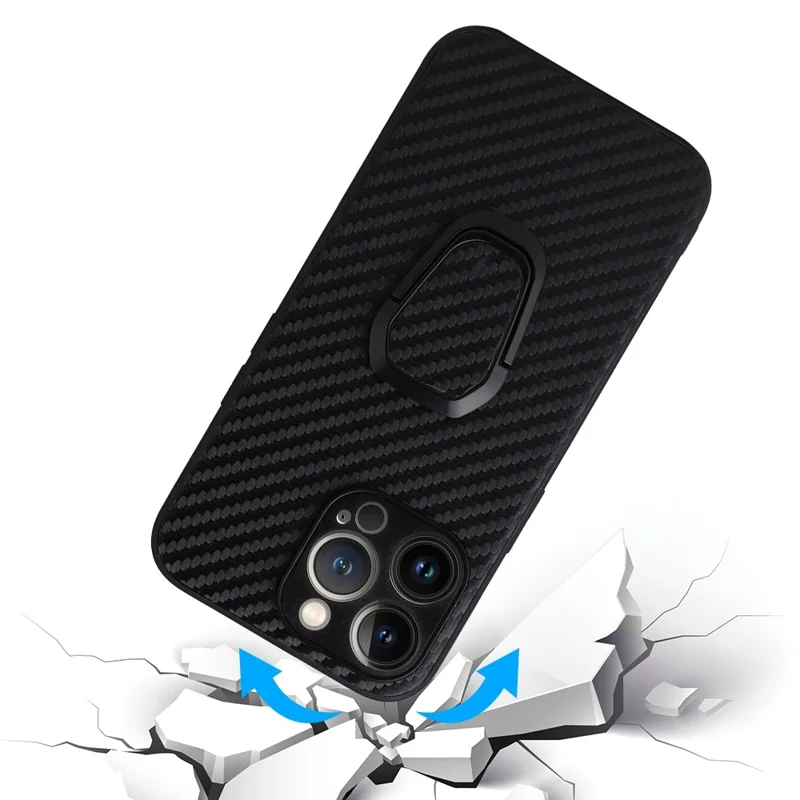 For iPhone 14 Pro Max PU Leather Coated PC+TPU Hybrid Case Kickstand Shockproof Protective Phone Cover - Crocodile Texture