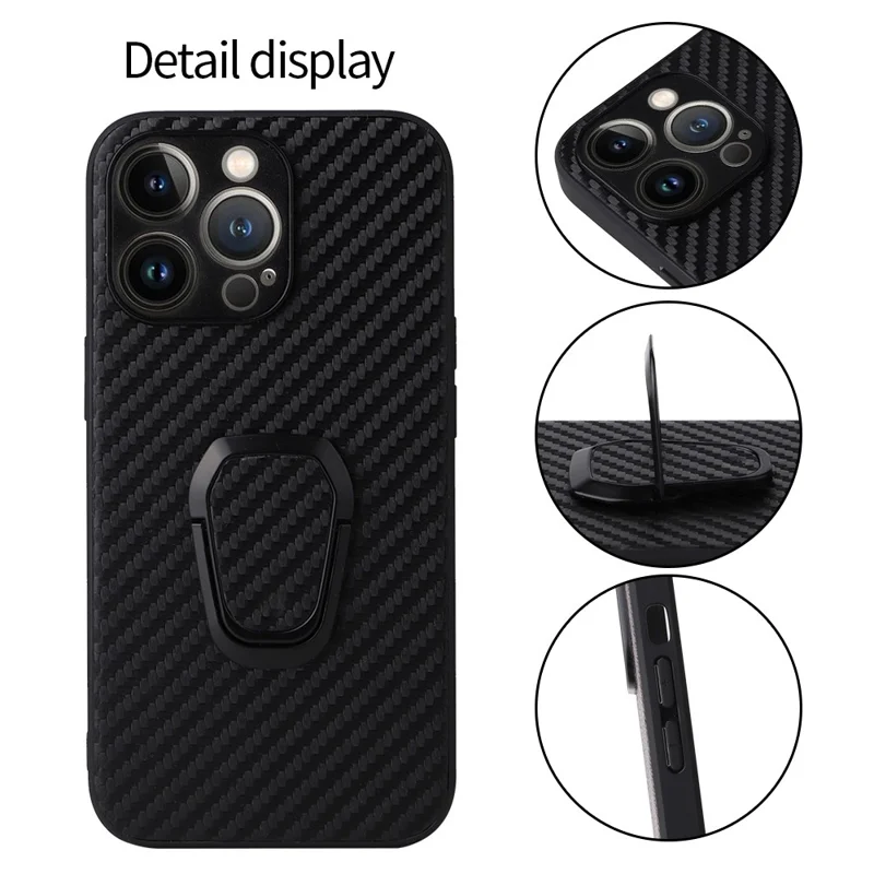 For iPhone 14 Pro Max PU Leather Coated PC+TPU Hybrid Case Kickstand Shockproof Protective Phone Cover - Crocodile Texture