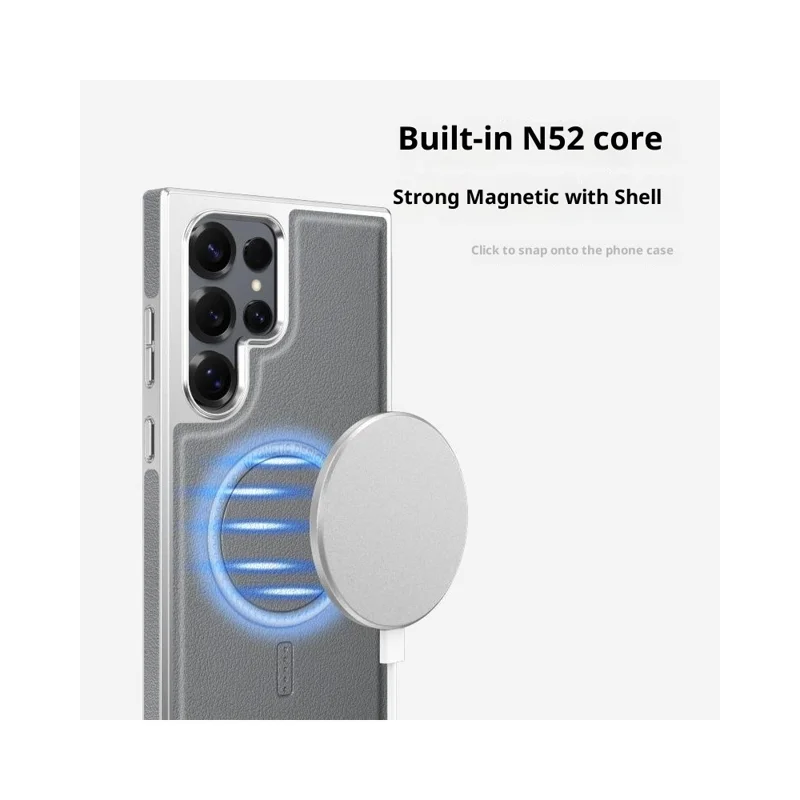 For Samsung Galaxy S24 Ultra Magnetic Case Electroplating Edge PU + TPU + PC Phone Cover - Desert Gold